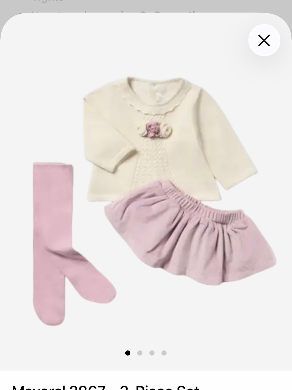 Mayoral 3 piece set cream sweater pink skirt and pink tights